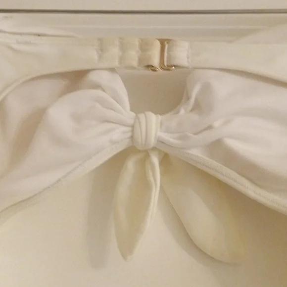 Hollister Swim One Piece Swimsuit Women Sz S White Blue Tie Front Cut Out - Picture 7 of 10